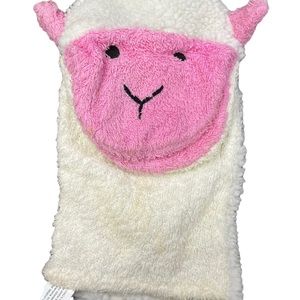 1998 Treat Entertainment Sheep Puppet, Pink & White, 10”